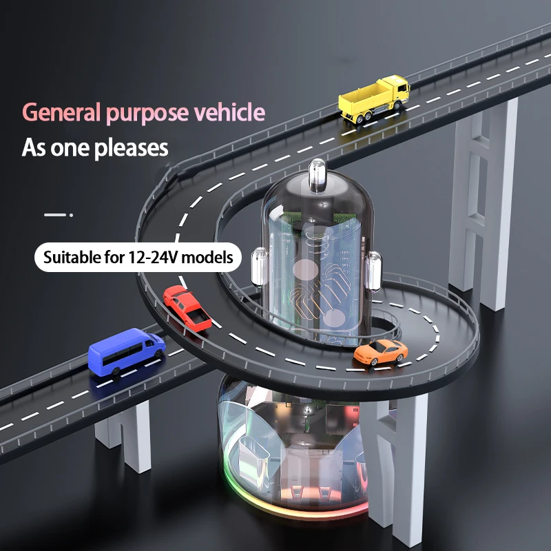 4USB car charger 6-port PD car power adapter Colorful atmosphere light surround voltage digital display for 12-24V models