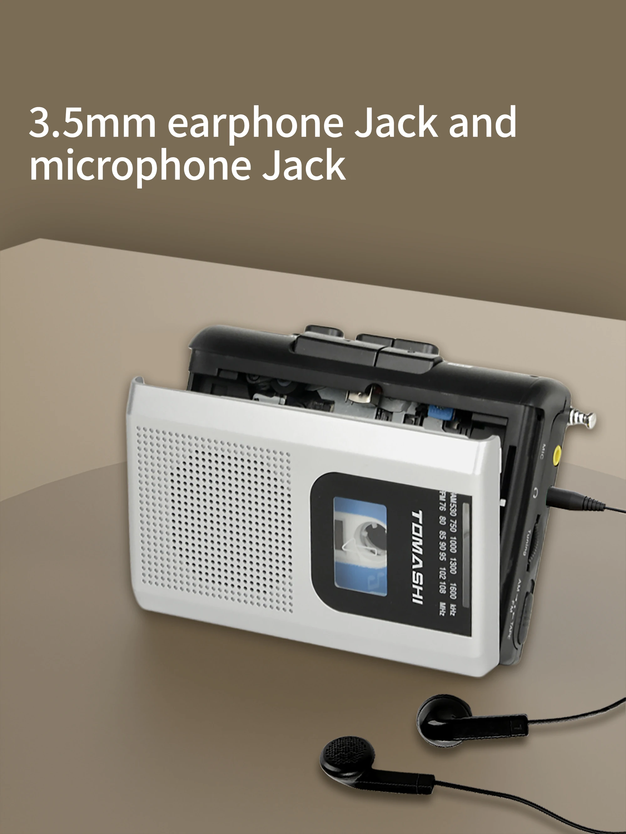 TOMASHI F-318B Portable Cassette Player Tape Recorders FM AM Radio Walkman with Built-in Speaker for News, Music, Sports