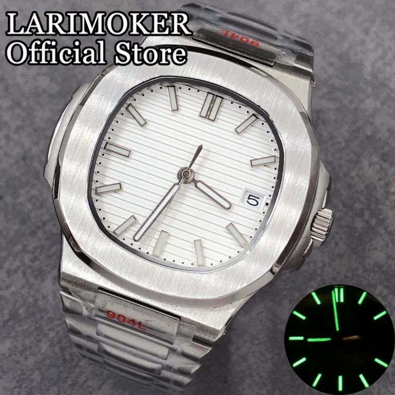 LARIMOKER 38,5 mm Saphirglas Edelstahl wasserdichtes Uhrengehäuse mit Armband Herren NH35 Automatikwerk mechanische Uhr – Detail 13