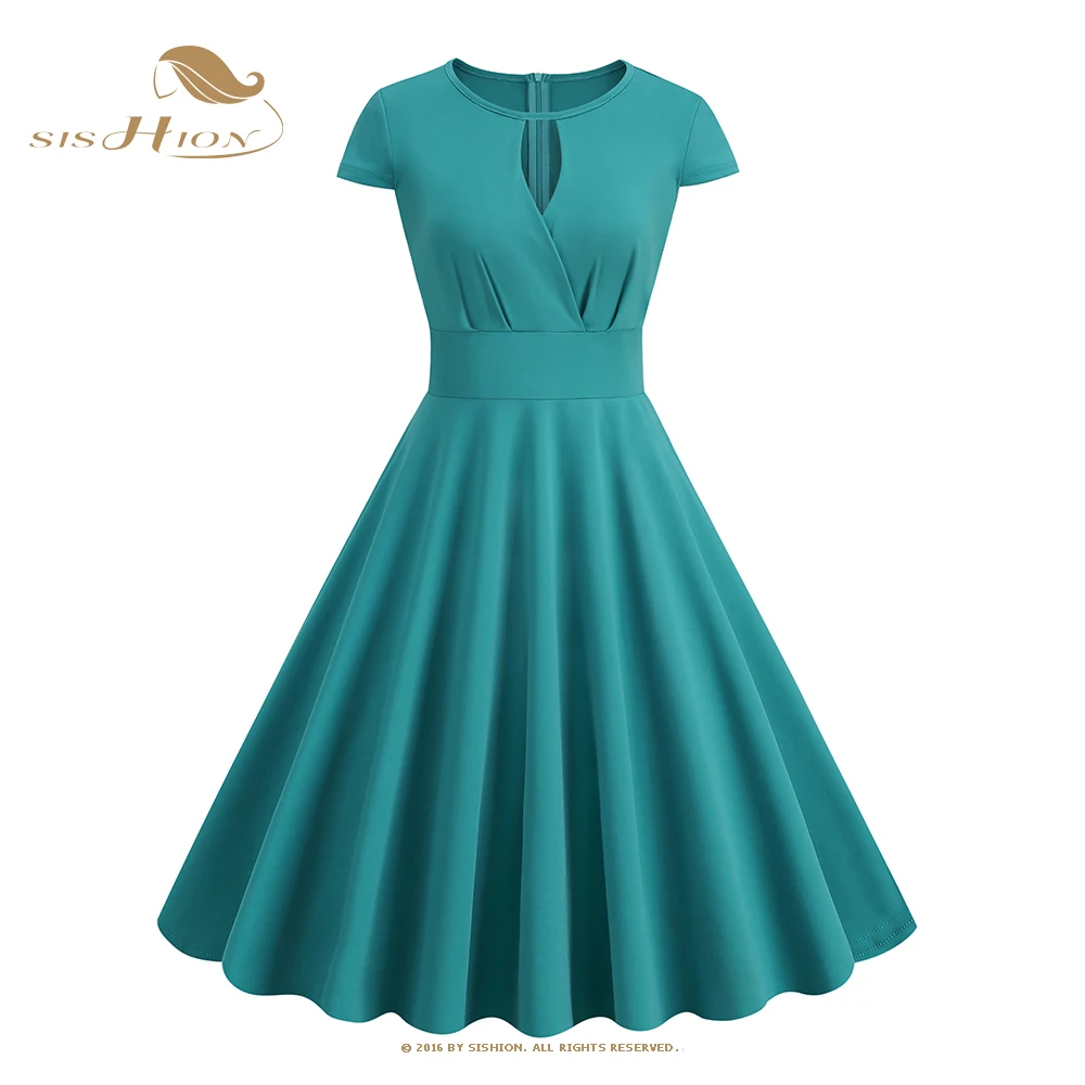 

SISHION 2023 Summer Women's Korean Y2K Fashion Large Dress Office Vintage Elegant Gown Pleated A-line Mid-length Dress VD3803