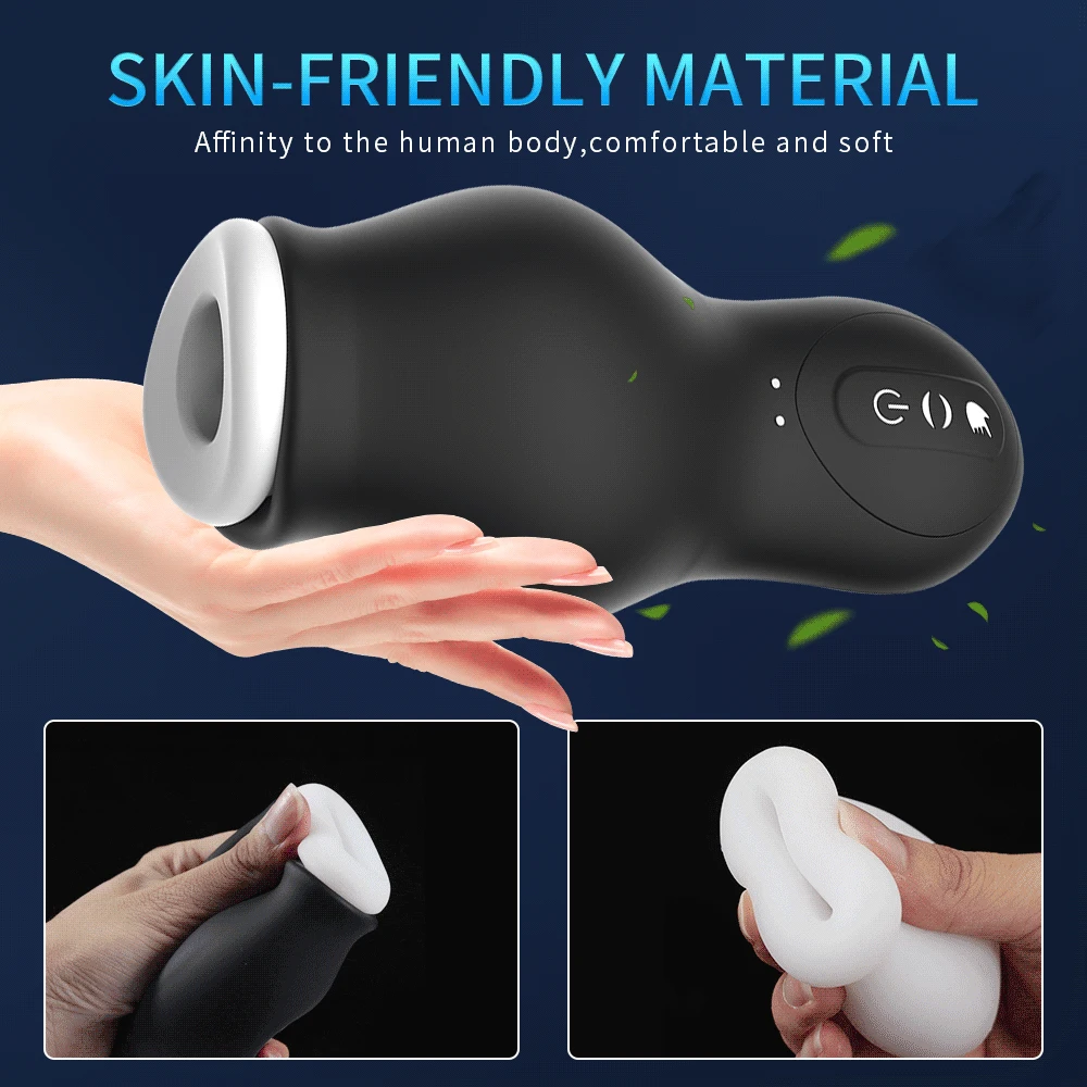 Male Masturbator Cup Male Masturbation Aid Automatic Sucking Penis Vacuum Training Cup Blowjob Orgasm Erotic Pocket Pussy Stroker Adult Sex Toys for Men