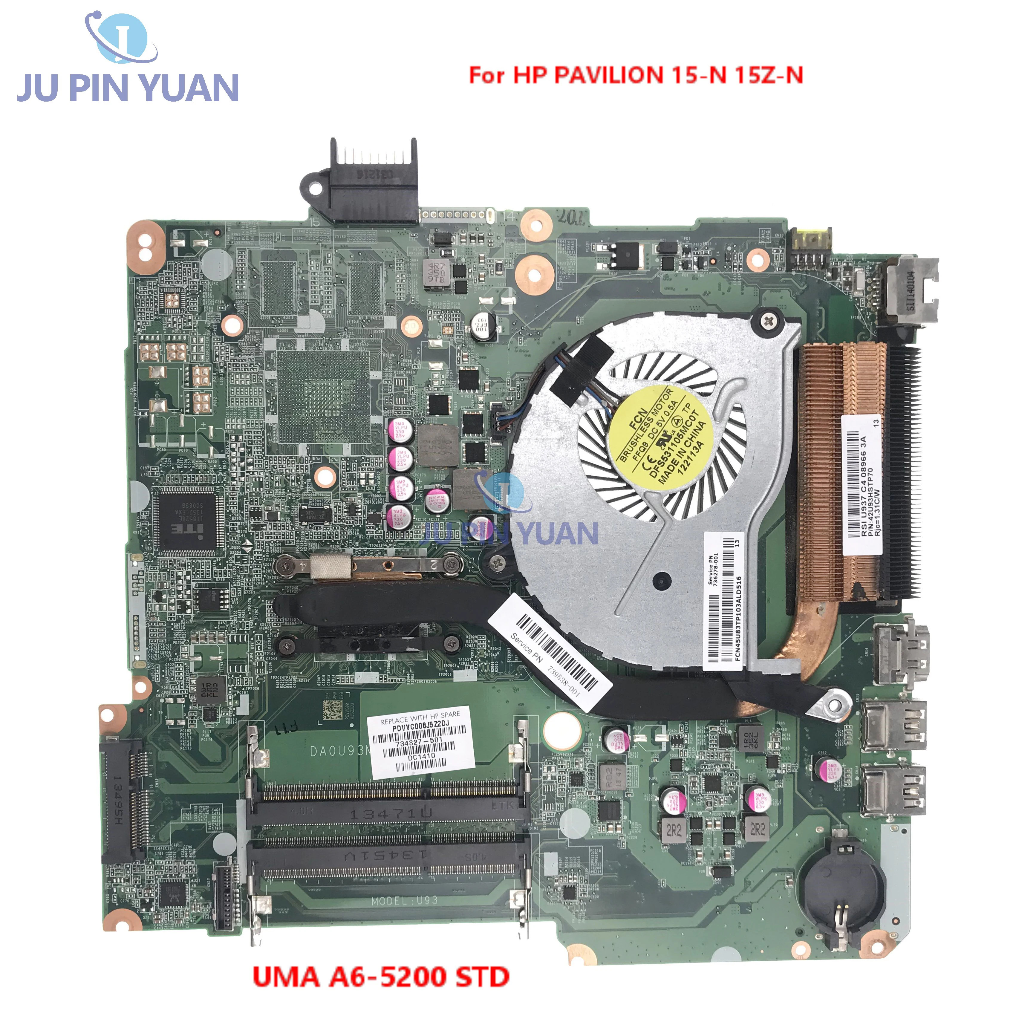 

For HP PAVILION 15-N 15Z-N Laptop Motherboard with A6-5200 734827-501 734827-001 U93 DA0U93MB6D0