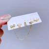 5pcs/set Mixed Cartoon Stud Earrings Gold Color Plated Cubic Zirconia Crystal Women Girls Jewellery 2