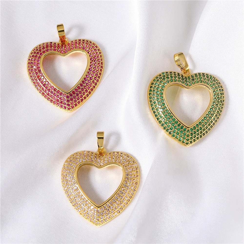 Juya handgemachte 18 Karat echt vergoldet Zirkonia Tier Bär Panda Liebe Herz Charms für DIY Mode Anhänger Schmuck herstellung – Detail 1