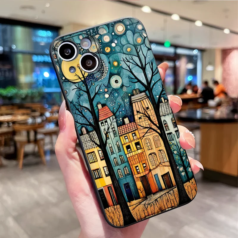 Vintage Art Houses Style Painted Soft Phone Case