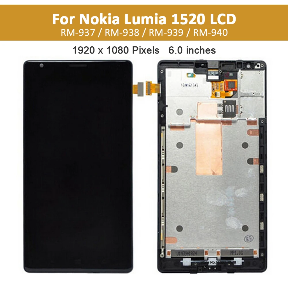 6.0 Nokia Lumia 1520 RM-937 RM-938 RM-939 RM-940 LCD 터치 스크린 디지타이저 어셈블리 수리 프레임