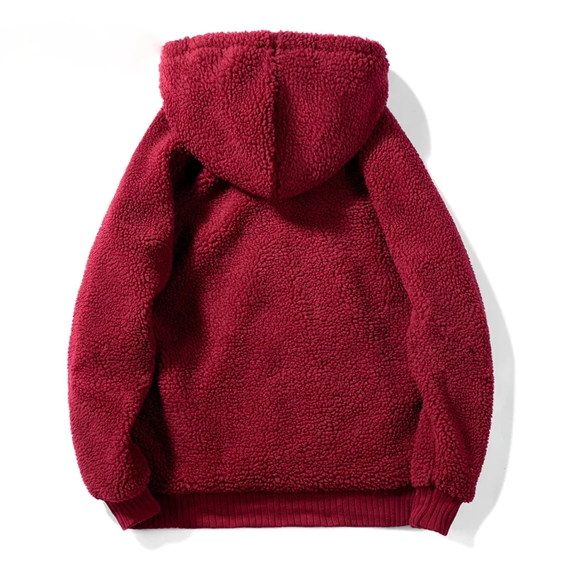 Men Hoodies Sweatshirts Autumn Winter New Fashion Solid Color Man Lambswool Hoodies Tops Male Casual Big Pocket Sweatshirts 2022