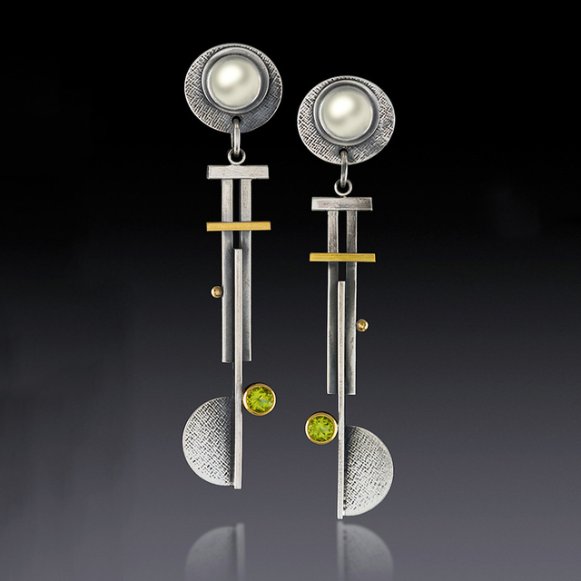 Tribal Spiral Dangle Earrings for Women Metal Geometry Twist Bronze Metal Painting Pattern Ethnic Earrings Gift