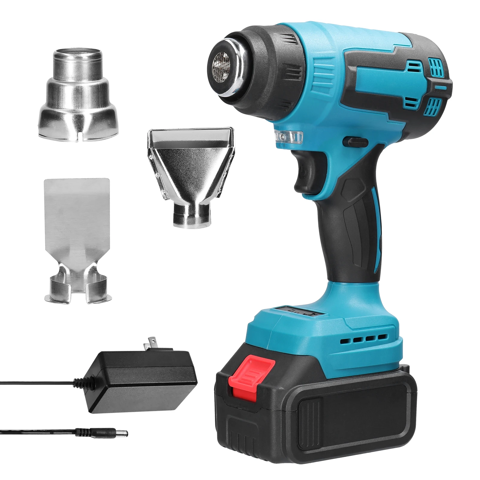Hot Air Gun Heat Gun Mini Hot Air Gun Cordless Hot Air Machine Lithium Rechargeable Heating Equipment Temperatures Adjustable with 3 Nozzles