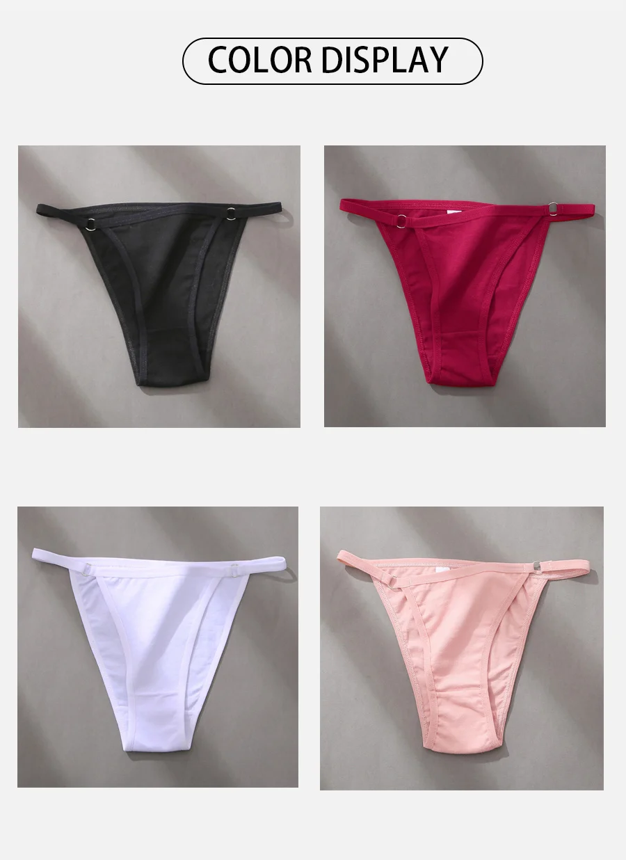 3Pcs/set Women's Cotton Panties Low Waist Bikini Briefs