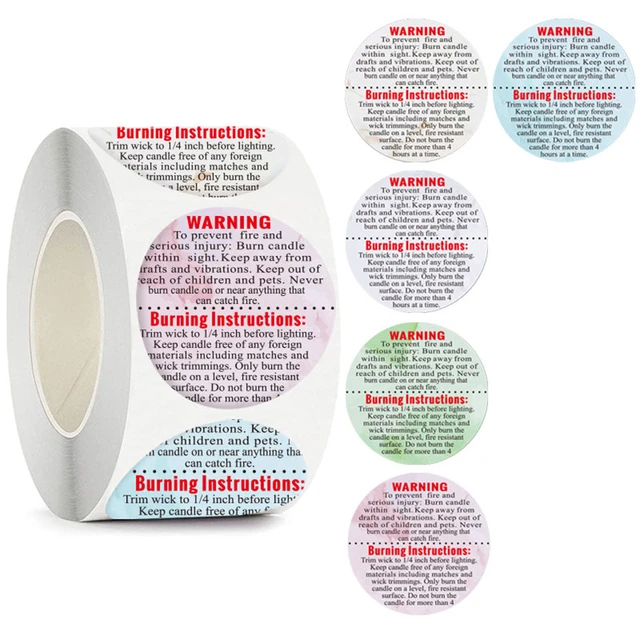 candle warning stickers 1.5 inch round