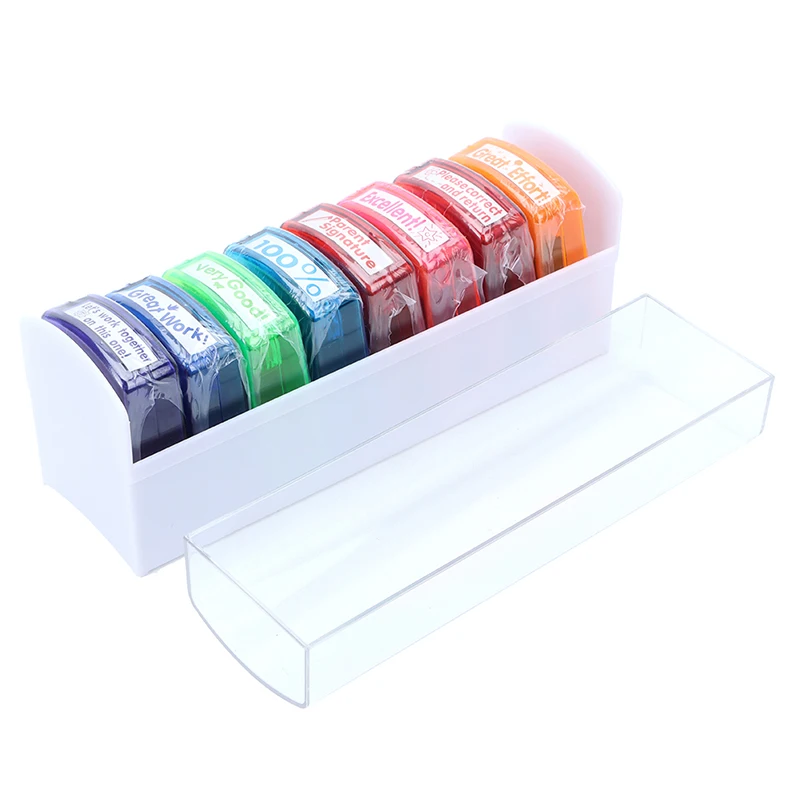 New 8pcs Colorful Teacher Seal Set Teacher Stamp School Grading Toy For Kids Christmas Gift Children Toys