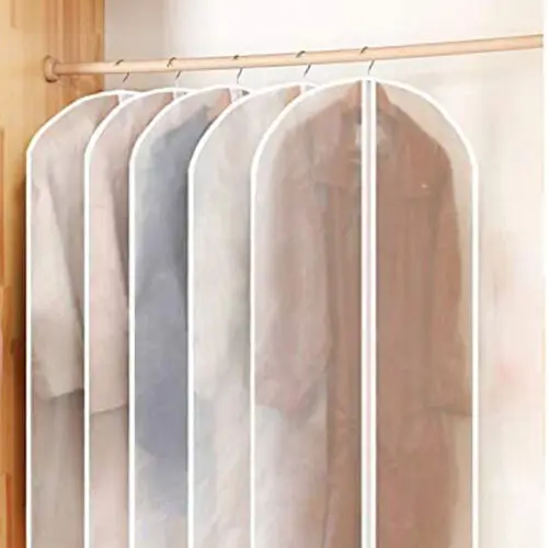 

5 Pcs Garment Bag Travel Suit Dress Storage Clear Cover Full Zipper Coat Carrier