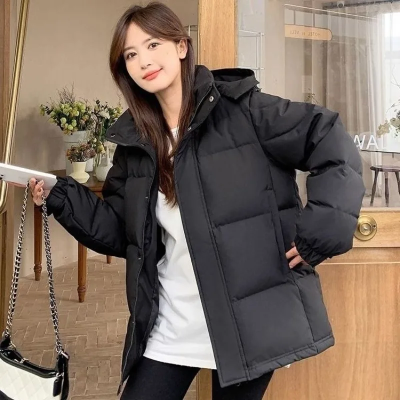 2023 New Women Down Jacket Winter Coat Female Loose Large Size Parkas Warm Thick Outwear Stand Collar Removable Cap Overcoat