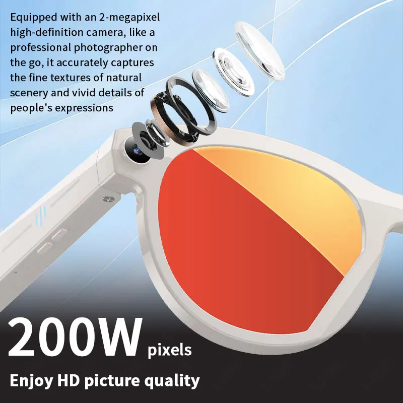 LIGE 2MP HD Camera AI Smart Glasses 720P Video Multifunction Bluetooth Call Voice Assistant Music Player Translate Sunglasses