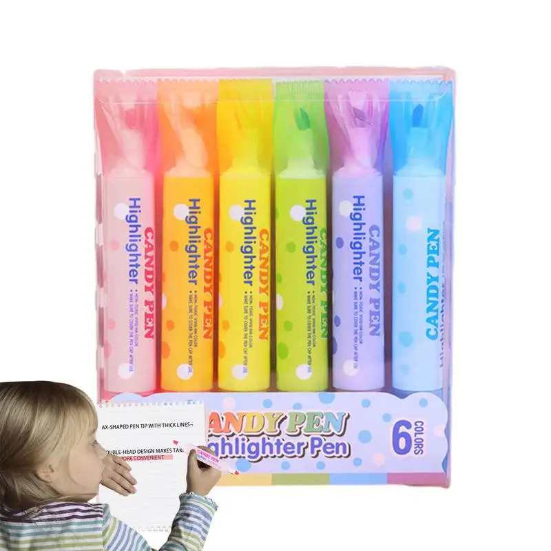 

Highlighters Assorted Colors Colored Highlighter Markers Pens Set 6pcs Double Ended Marker Pen With Broad & Fine Tips Pastel