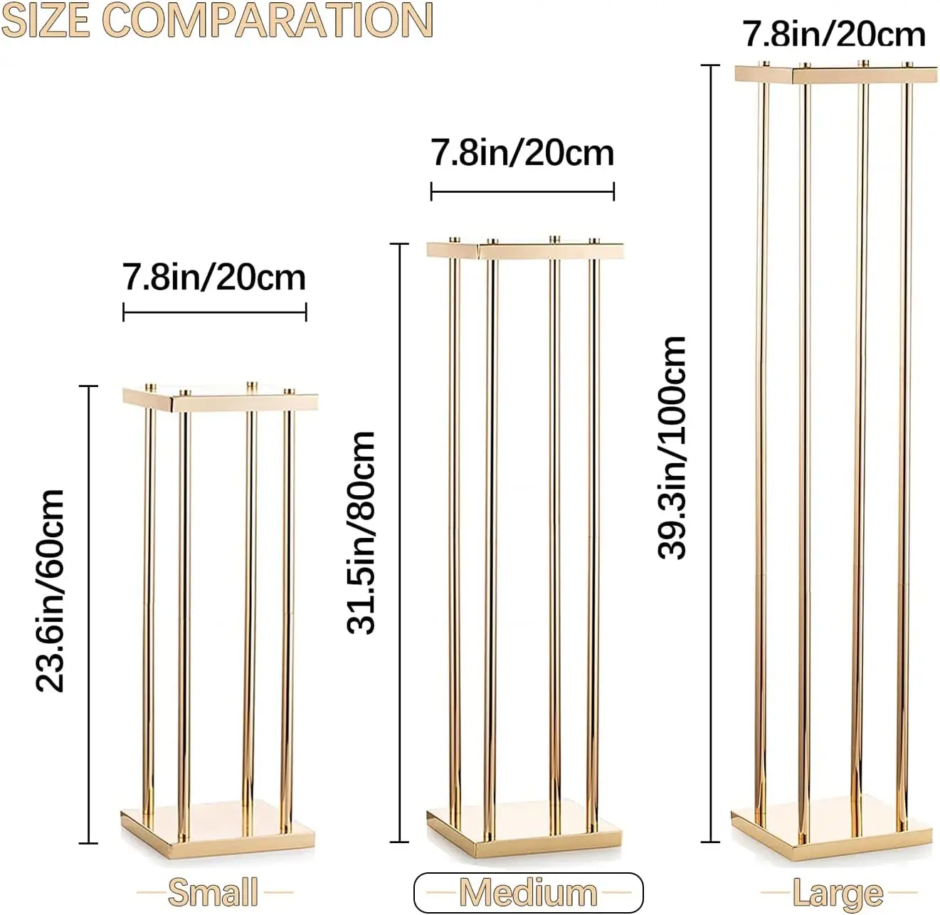 Gold Wedding Flower Stand Vase Column 1Pcs Metal Flower for Wedding Party Centerpiece Rack For Event Party Decoration