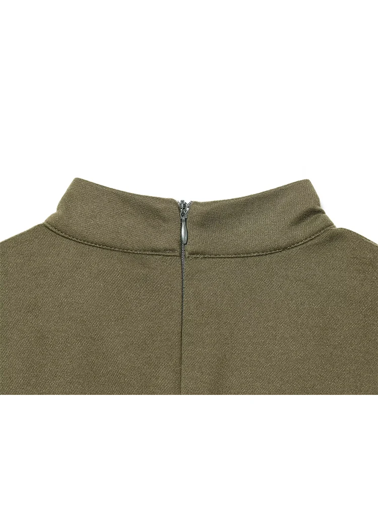 Spring New Women's Elegant Long Dress Fashion Turtleneck Belt Solid Color Party Dress Vintage Temperament Female Clothes