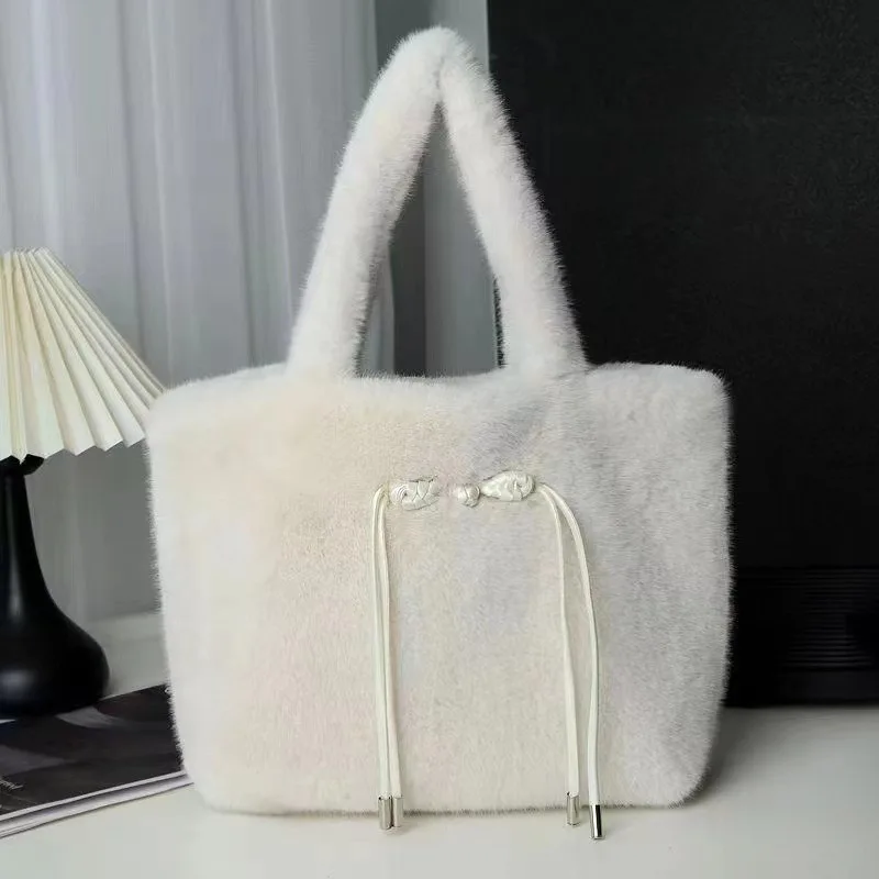 New Underarm Plush Bag Japanese Cute Large Capacity Soft Plush Tote Bag Shoulder Bag Women's Fashionable Shoulder Handbag