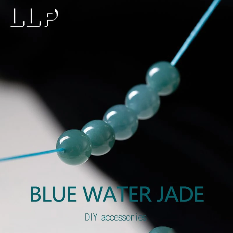 Natural Blue Water Jade Round Beads - 10 Piece Set for DIY Jewelry Crafting, Various Sizes Available