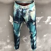 2023 Skinny Broken Hole Painted Biker Jean Fashion Street Slim Fit Denim Motorcycle Pants Mens Jeans Men Punk Straight Jean 1