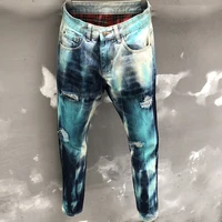 2023 Skinny Broken Hole Painted Biker Jean Fashion Street Slim Fit Denim Motorcycle Pants Mens Jeans Men Punk Straight Jean 1