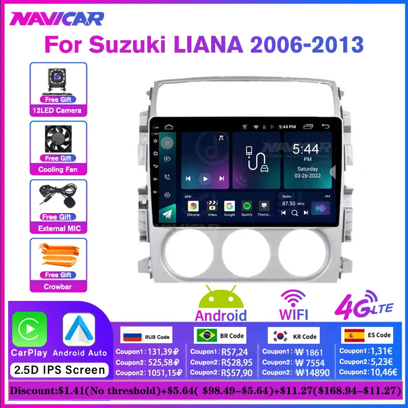 

2DIN Android 10.0 Car Radio For Suzuki LIANA 2006-2013 Car Multimedia Player With 2.5D Touch Screen WIFI 2din Gps DVD Player