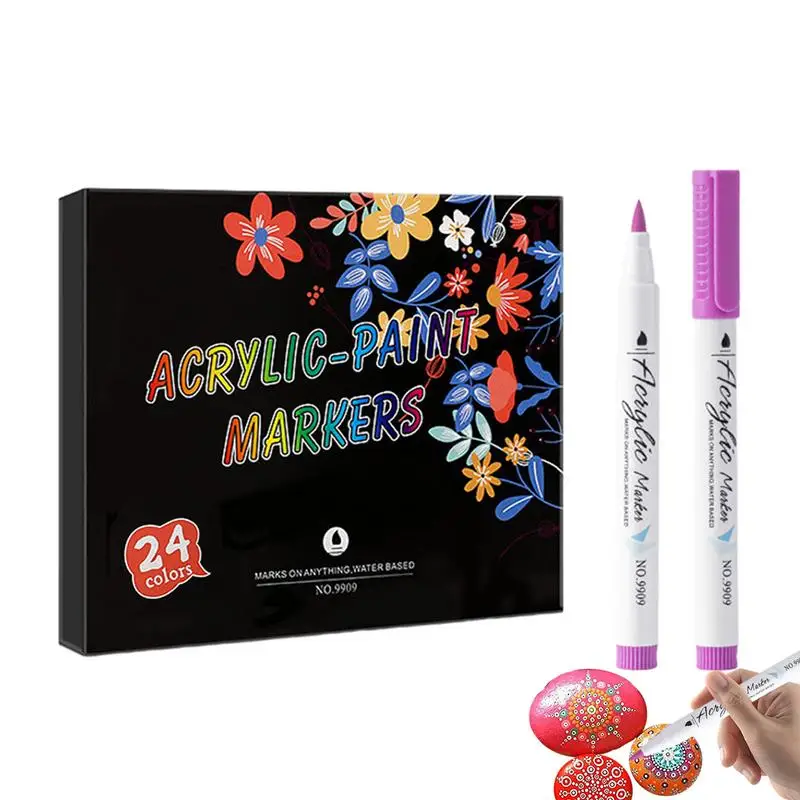 Art Markers Fine Tip Glass Paint Pens Bright Painting Pens Long Lasting Art Supplies For Canvas Stone Rock Painting