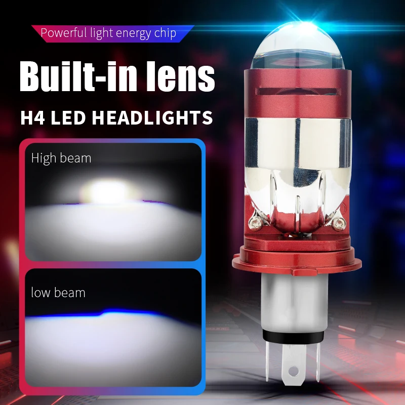 2pcs H4 LED Headlight h4 led lights 12v h4 led motorcycle lamp canbus H4 projector With lens Spotlight 9003 HB2 Hi Lo