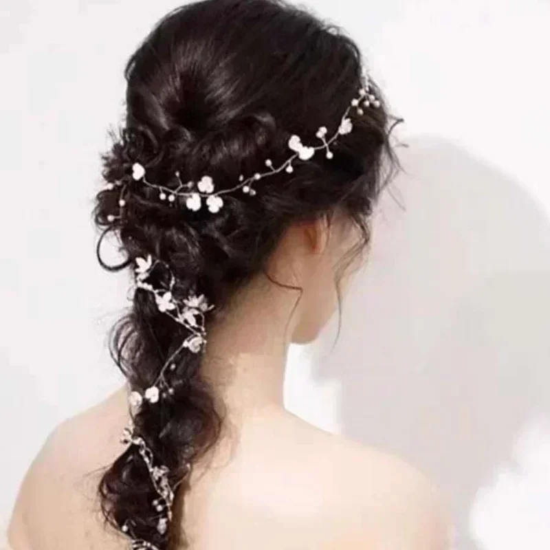 Wedding Hair Accessories Crystal Pearl Vine Head Belt Bridal  Ornaments Fashion Jewelry Bride Headdress Headbands Accessory - 5