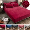 WASART Winter warm coral fleece fitted sheet elastic mattress cover couple bed linens 2 people luxury double bed thermal bedding 1