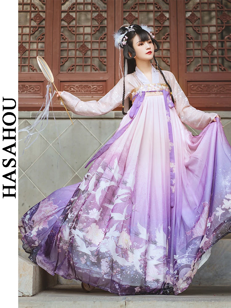 

Cosplay Hanfu Woman Chinese Traditional Dress Tang Dynasty Fairy Princess Clothes Stage Costumes Purple Hanbok Girl Original