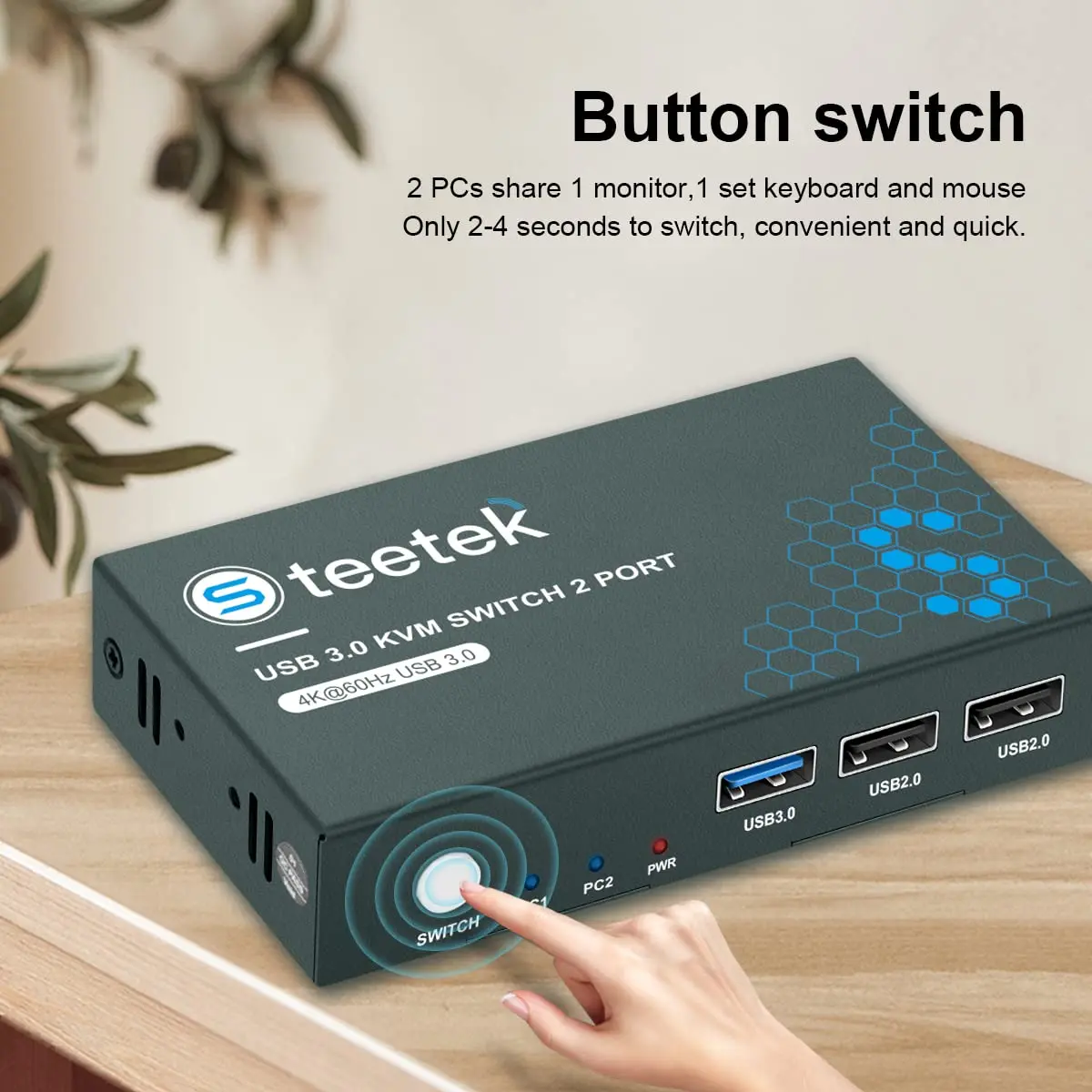 HDMI USB 3.0 Kvm ġ, ӿ Ű, 2 Ʈ, 2 in 1 Out Ʈ HD, 4K @ 60Hz Kvm ġ, 2 ǻ , 1  1 Ʈ