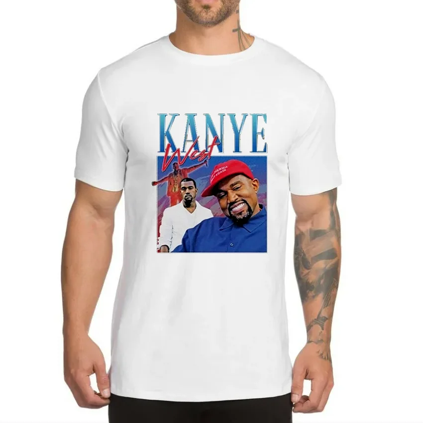

Summer Fashion New Hip Hop T-Shirt Kanye West 90's Retro Graphic Short Sleeve Top Oversized Cotton Tees Streetwear Men's Clothin