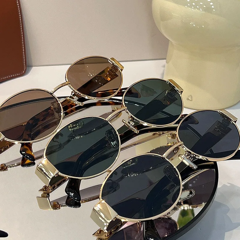 Retro Steampunk Sunglasses Vintage Women's Metal Oval Sunglasses Ladies Classic UV400 Sunscreen Eyewear