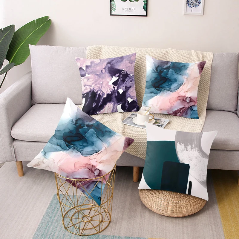 

New geometric abstract printing square pillow cushion cover car sofa office chair pillowcase simple home decoration ornaments