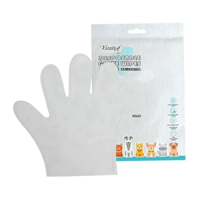 Pet Disposable Cleaning Gloves Wash Free Cats Dogs SPA Bath Supplies Massage Non Woven Fabric No Rinse Soft Eye Wipes 5