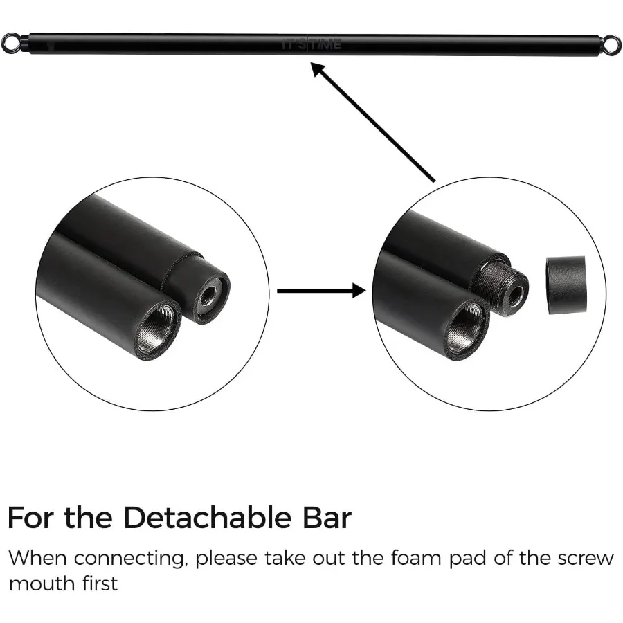 Resistance Bands Bar Exercise Bands Attachment 38" Black Max Load 800lb for Home Gym Workout Full Body Workout Power Lifting Fit