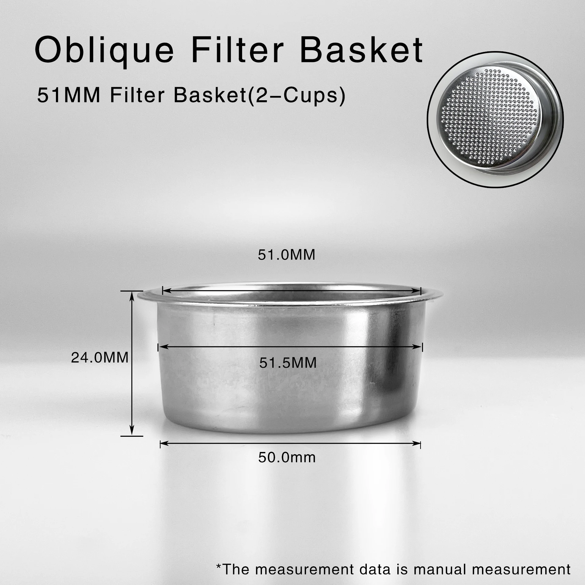Cestello Portafiltro Espresso In Acciaio Inox 51 Mm – Per De'Longhi EC680/EC685/EC695, Monocaffè E Doppio