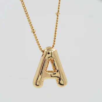 맞춤형 이니셜 3D 풍선 알파벳 글자 펜던트 목걸이, 이름 초커 선물