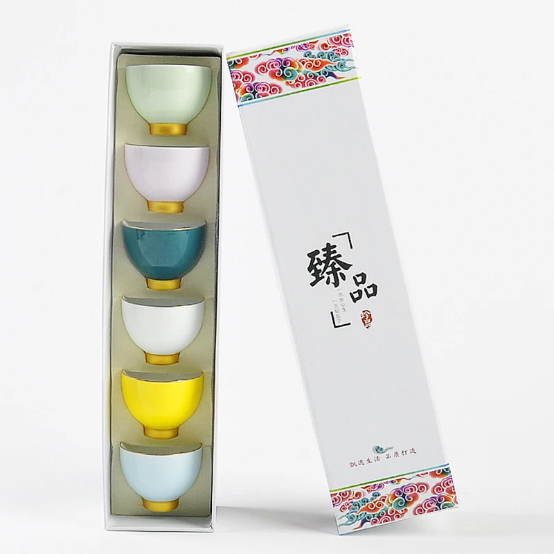 

6pcs/set Chinese Teacup Ceramic Cup Handmade Colorful Kung Fu Tea Cup Rainbow Personal Enjoy Tea Set For Gift