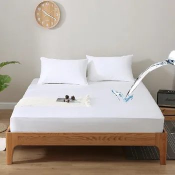 Drap-housse de lit imperméable avec bande élastique, protection de remplacement de matelas pour lit simple et Double, taille multiple, Queen, King 1