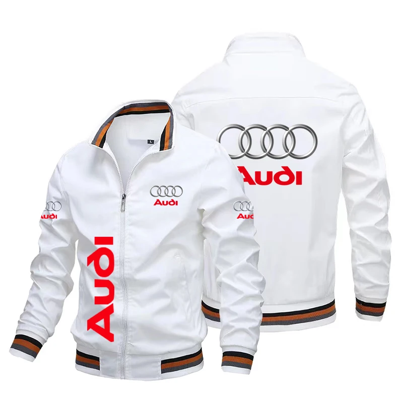 Men's Racing Jacket Audi Car Logo Jacket Fashion Oversized Motorcycle Jacket Windproof Cycling Jacket Audi Men's Clothing 3