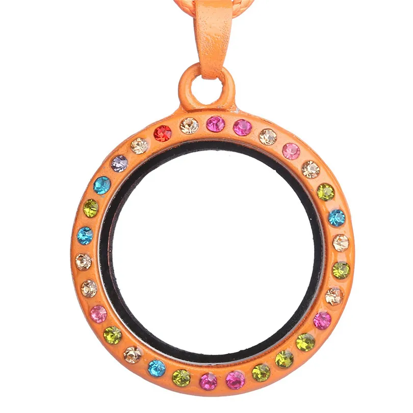 10PCS Round Mix Rhinestone PU Leather Rope Floating Locket Alloy Pendant Charm Jewelry DIY Making Necklace Keychain Women Men