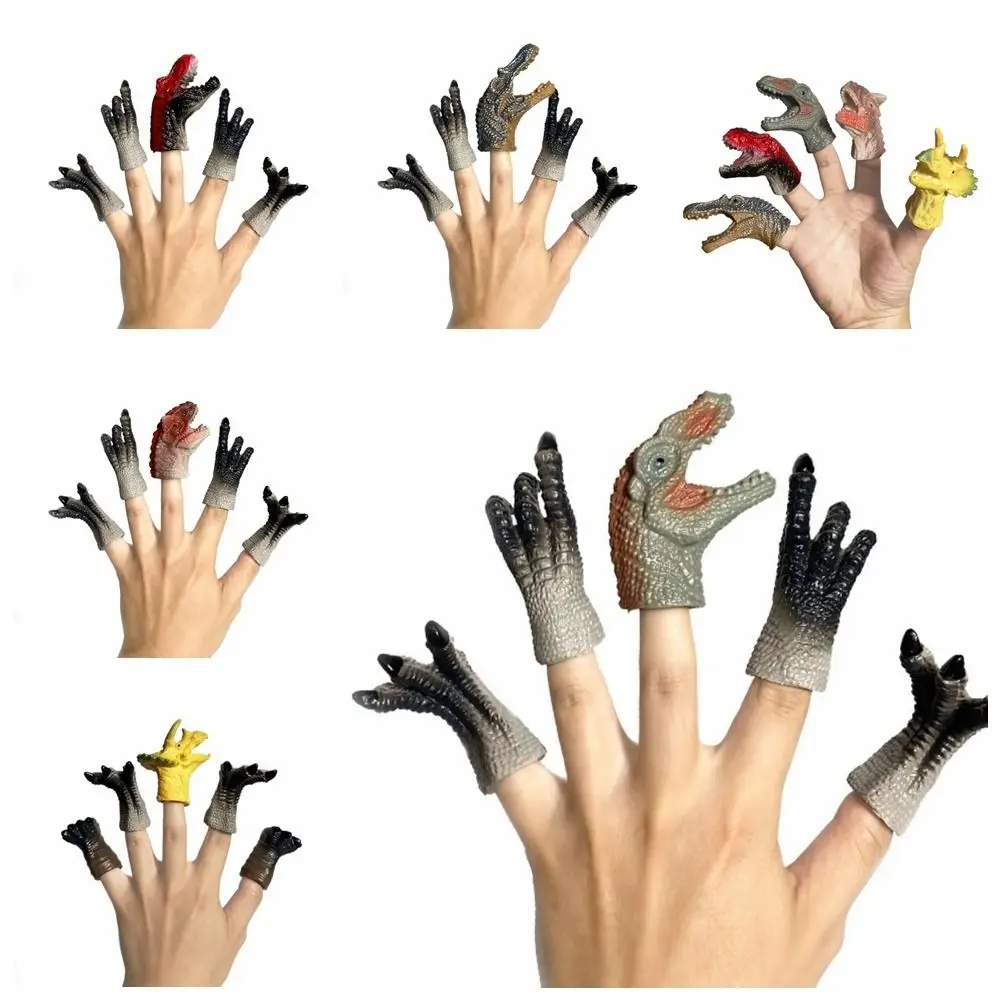5pcs Cartoon Dinosaur Dinosaur Finger Puppet Finger Rubber Head Hand Puppet Funky Mini Mini Baby Animals Model