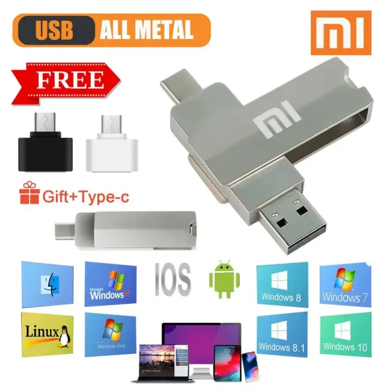 Xiaomi USB 2TB OTG Metal USB 3.0 Pen Drive Key 1TB 512GB Type C High Speed Pendrive Mini Flash Drive Memory Stick Waterproof,pen drive,usb flash drive,flash drive