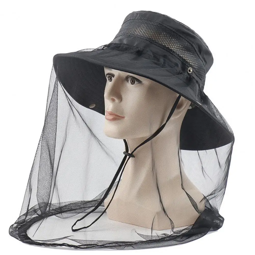 Mosquitoes Repellents Cap Quick-drying Head-Protector Hat with Mesh Net Head-Protective Sun Hat Face Protector Outdoor Supply