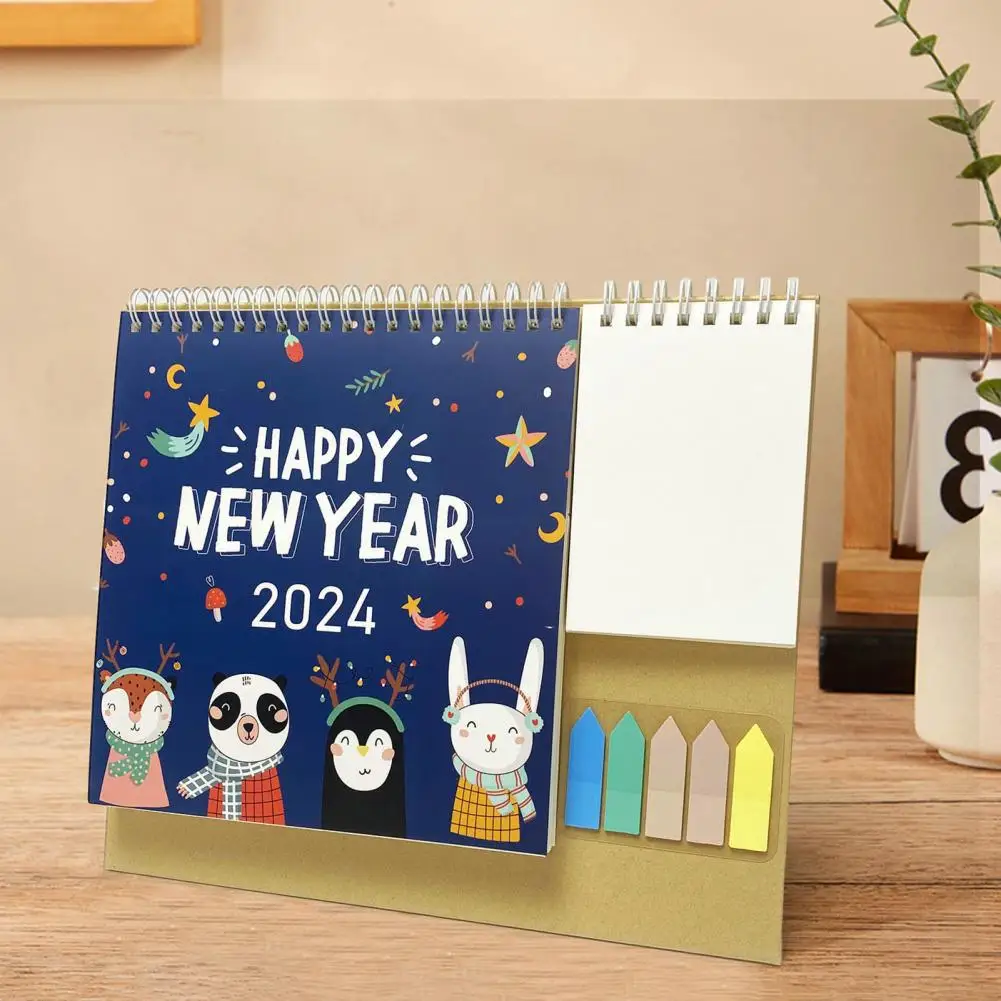 2024 English Desk Calendar with Pocket Notepad Labels 12 Months 2024 Monthly Schedule Planner Desktop Calendar calendario 0 5inch colorful weight lifting dumbbell exercise planner stickers fitness reminder labels for health journal calendar 500pcs
