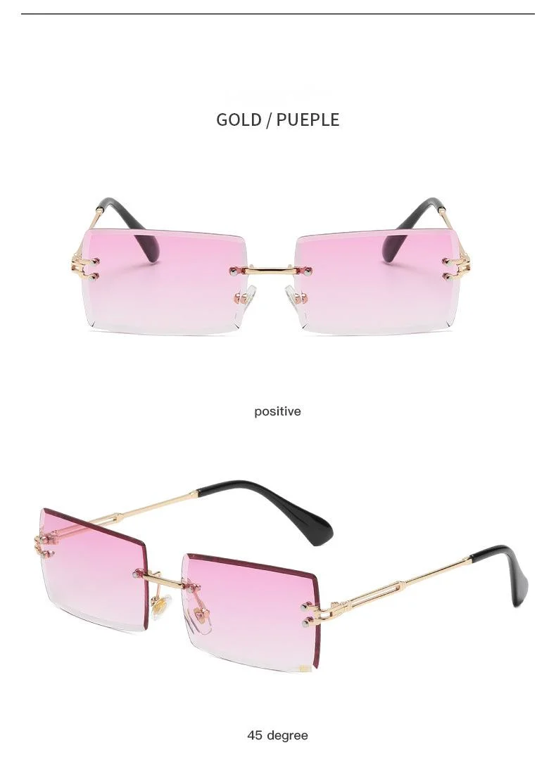 Lunettes de soleil sans cadre, dégradé carré, pièce d'océan, à la mode, pour célébrités d'internet, Photo de rue, nouvelle collection_voghion.com