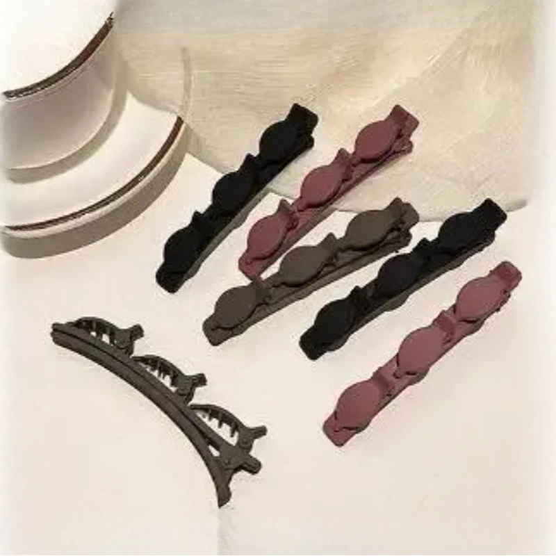 Princess Style Double Layer Hair Comb Women's Side Parting Fringe Hair Clip Pure Color Lazy Girl Two Tone Hair Accessories